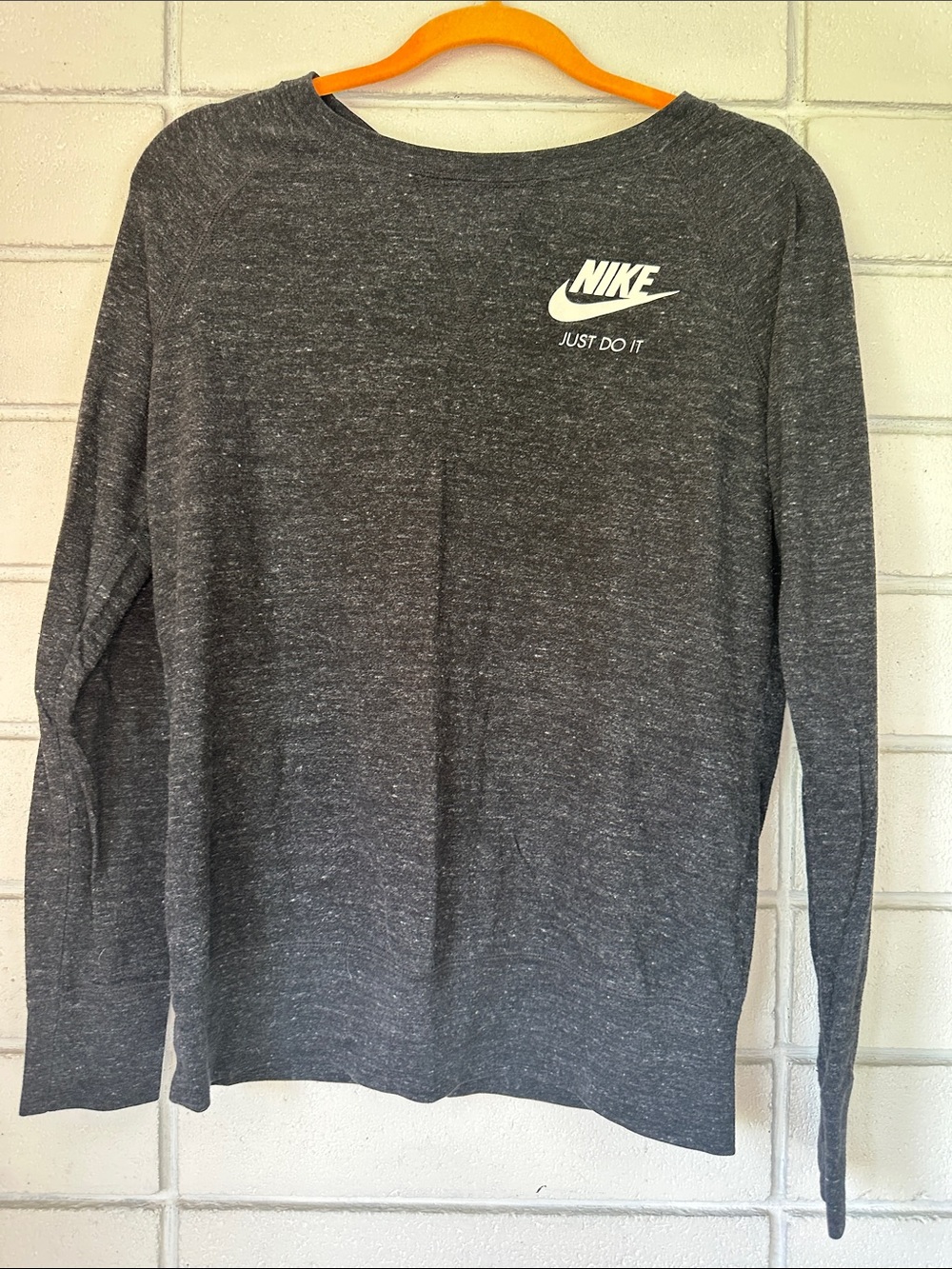 Nike Dark Heather Gray Long Sleeve Logo Shirt